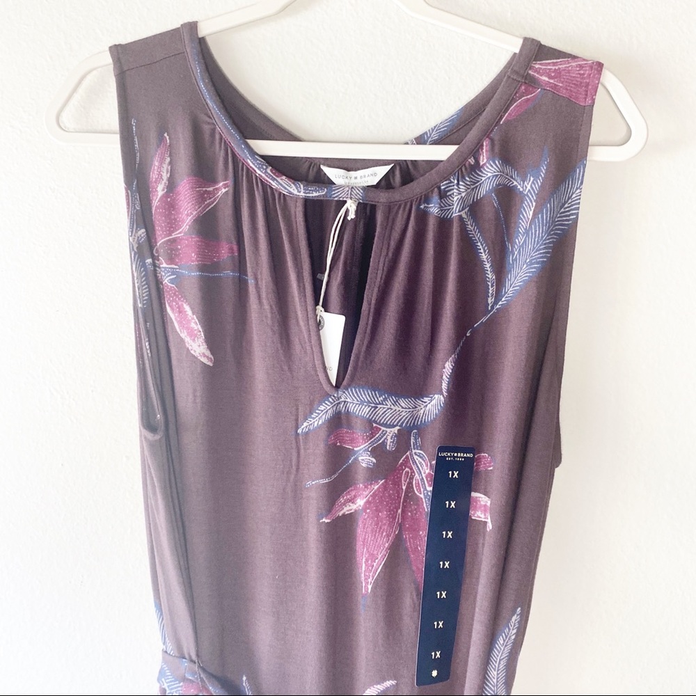 LUCKY BRAND Brown Floral Plus Size 1X Maxi Dress - Picture 6 of 9